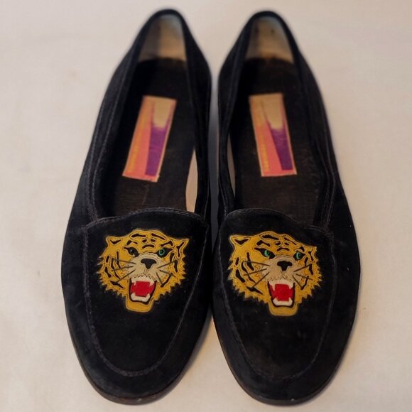 SOLD OUT 80s SUSAN BENNIS WARREN EDWARDS Loafer Men's BLK Suede Leather Tiger - Picture 3 of 13